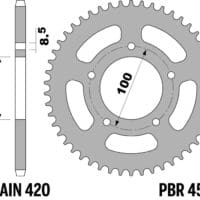 PBR Standaard achtertandwiel staal - 420
