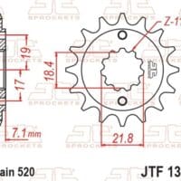 800Wx800H-1152742001-1 JT SPROCKETS Staal geluidsarm voortandwiel 1321 - 520