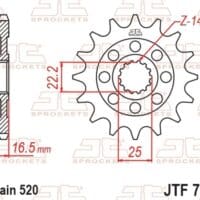 JT SPROCKETS Staal geluidsarm voortandwiel 742 - 520