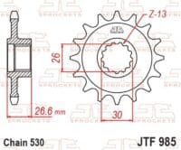 JT SPROCKETS Staal geluidsarm voortandwiel - 530