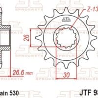800Wx800H-1152746001-1 JT SPROCKETS Staal geluidsarm voortandwiel - 530