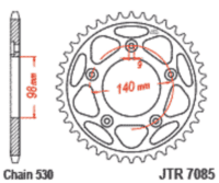 JT SPROCKETS Staal standaard achtertandwiel 7058 - 530