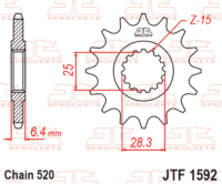 JT SPROCKETS Staal geluidsarm voortandwiel 520
