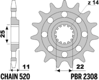 PBR Standaard voortandwiel staal - 520