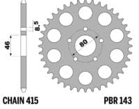PBR Standaard achtertandwiel staal - 415
