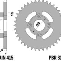 PBR Standaard achtertandwiel staal - 415