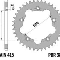 PBR Standaard achtertandwiel staal - 415