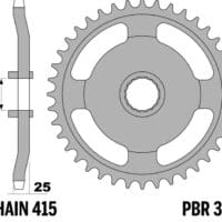 PBR Standaard achtertandwiel staal - 415