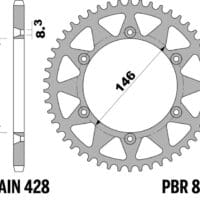 PBR Standaard achtertandwiel aluminium – 428