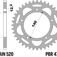 PBR Standaard achtertandwiel staal - 520