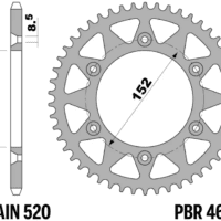PBR C45 Standaard staal achtertandwiel - 520