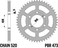 PBR Standaard staal achtertandwiel - 520