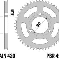 PBR Standaard staal achtertandwiel - 420
