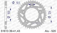AFAM Standaard achtertandwiel aluminium - 520