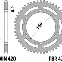 PBR Standaard achtertandwiel staal - 420