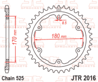 JT SPROCKETS Staal standaard achtertandwiel 2016 - 525