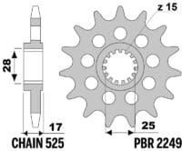 PBR Staal geluidsarm voortandwiel - 525