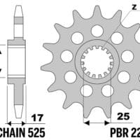 800Wx800H-1157158001-1 PBR Staal geluidsarm voortandwiel - 525