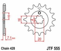 800Wx800H-3042440-5 JT Chain Kit 428HDR 14/50 Reinforced - Standard Rear Sprocket