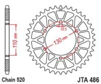 800Wx800H-3042459-2 JT Chain kit 520 X1R3 - 14/43-106 - Alu Standard Rear Sprocket