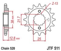 800Wx800H-3042464-4 JT Chain Kit 525X1R3 15/43 Reinforced - Standard Rear Sprocket