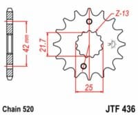 800Wx800H-3042491-5 JT Chain Kit 520X1R 14/43 Reinforced - Standard Rear Sprocket