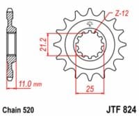 800Wx800H-3042634-5 JT Chain Kit 520X1R 17/48 Reinforced - Standard Rear Sprocket