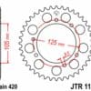 JT/JT Kettingkit 420HDR 11/48 (OEM-verhouding) Versterkt - Standaard staal achtertandwiel
