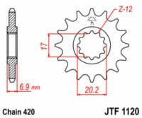 800Wx800H-3064884-3 JT/JT Kettingkit 420HDR 11/52 (OEM-verhouding) Versterkt - Standaard staal achtertandwiel