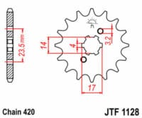 800Wx800H-3065291-3 JT/JT Kettingkit 420HDR 11/53 standaard - Standaard achtertandwiel 1132