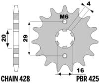 EK/PBR Kettingkit 428ZVX 15/41 - standaard Achtertandwiel