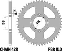 EK/PBR Kettingkit 428ZVX 14/41 - standaard Achtertandwiel