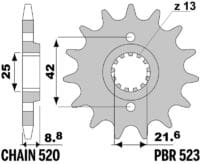 800Wx800H-3066578-3 EK/PBR Kettingkit 520ZVX3 14/45 - standaard Achtertandwiel