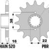 EK/PBR Kettingkit 520ZVX3 15/38 - standaard Achtertandwiel