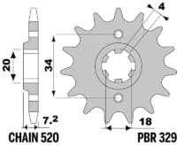 EK/PBR Kettingkit 520SRX2 13/42 - standaard Achtertandwiel