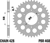 EK/PBR Kettingkit 428ZVX 15/46 - standaard Achtertandwiel