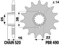 EK/PBR Kettingkit 520ZVX3 15/37 - standaard Achtertandwiel