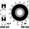 800Wx800H-3067043-3 EK/PBR Kettingkit 525ZVX3 16/43 - standaard Achtertandwiel