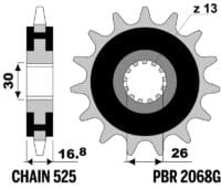 800Wx800H-3067204-3 EK/PBR Kettingkit 525ZVX3 16/45 - standaard Achtertandwiel
