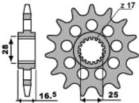 800Wx800H-3067337-3 EK/PBR Kettingkit 525ZVX3 16/42 - standaard Achtertandwiel