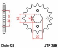 800Wx800H-3067838-3 EK/JT Kettingkit 428ZVX 15/39 - standaard achtertandwiel