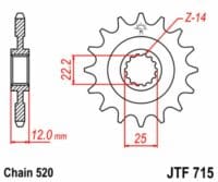 EK/JT Kettingkit 520SRX2 13/48 - standaard achtertandwiel