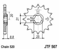 EK/JT Kettingkit 520SRX2 15/48 - standaard achtertandwiel