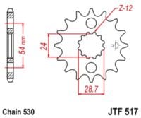 EK/JT Kettingkit 530SRX2 17/48 - standaard achtertandwiel