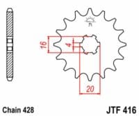 EK/JT Kettingkit 428ZVX 13/52 - standaard achtertandwiel