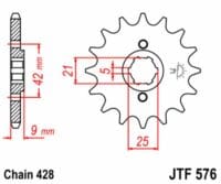 800Wx800H-3068401-3 EK/JT Kettingkit 428ZVX 19/52 - standaard achtertandwiel