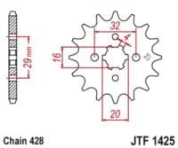 EK/JT Kettingkit 428ZVX 14/47 - standaard achtertandwiel