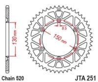 EK/JT Kettingkit 520M3 13/48 - ultralicht achtertandwiel