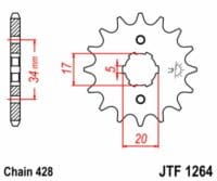 EK/JT Kettingkit 428SR 17/51 - standaard achtertandwiel