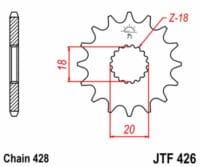EK/JT Kettingkit 428SR 14/42 - standaard achtertandwiel